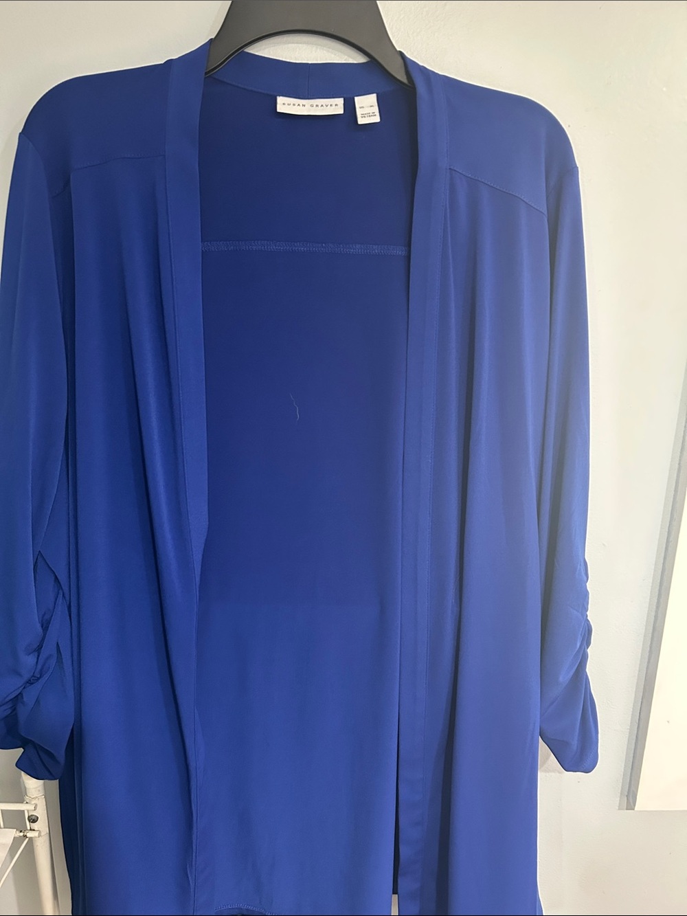 Susan Graver Open-Front Robe in Cobalt Blue